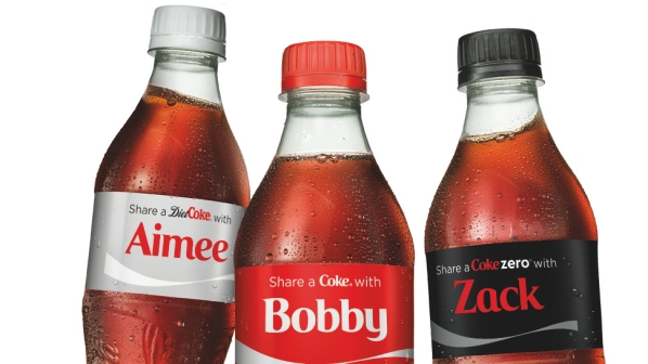 "Share a Coke" campaign bottles.