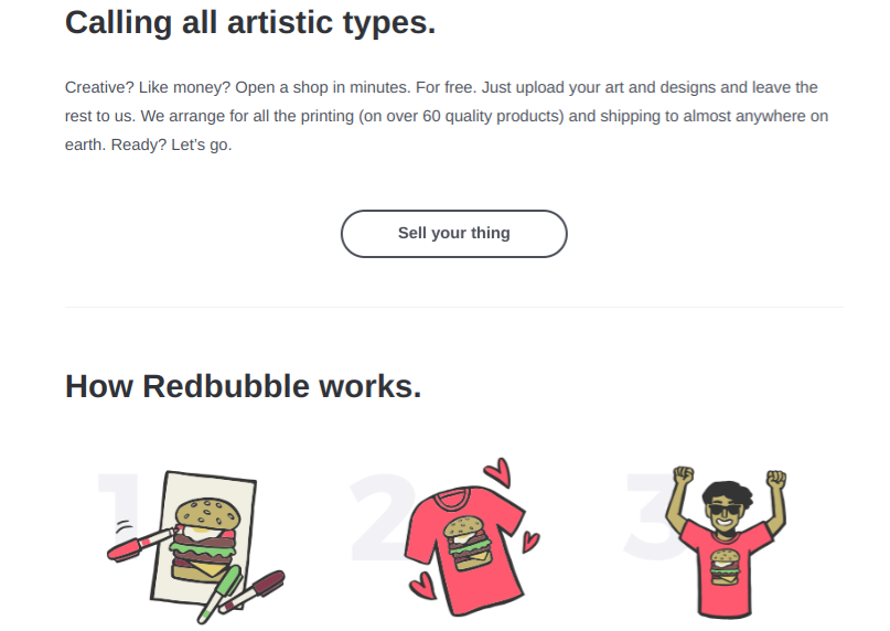 Picture of Redbubble's "About us" page.