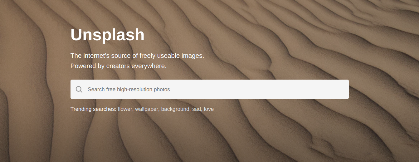 Unsplash homepage. 